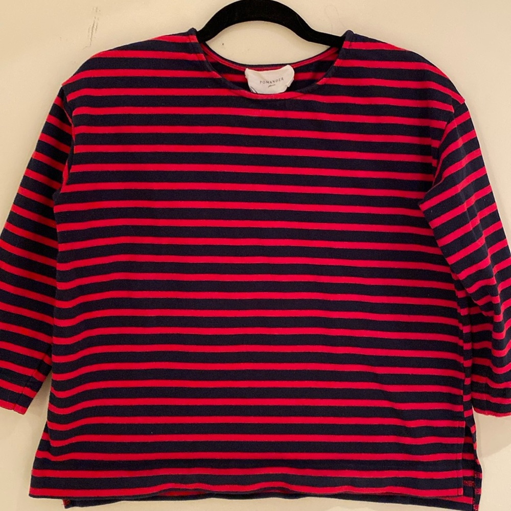Tuckernuck Navy and Pink Striped Long Sleeve Tee